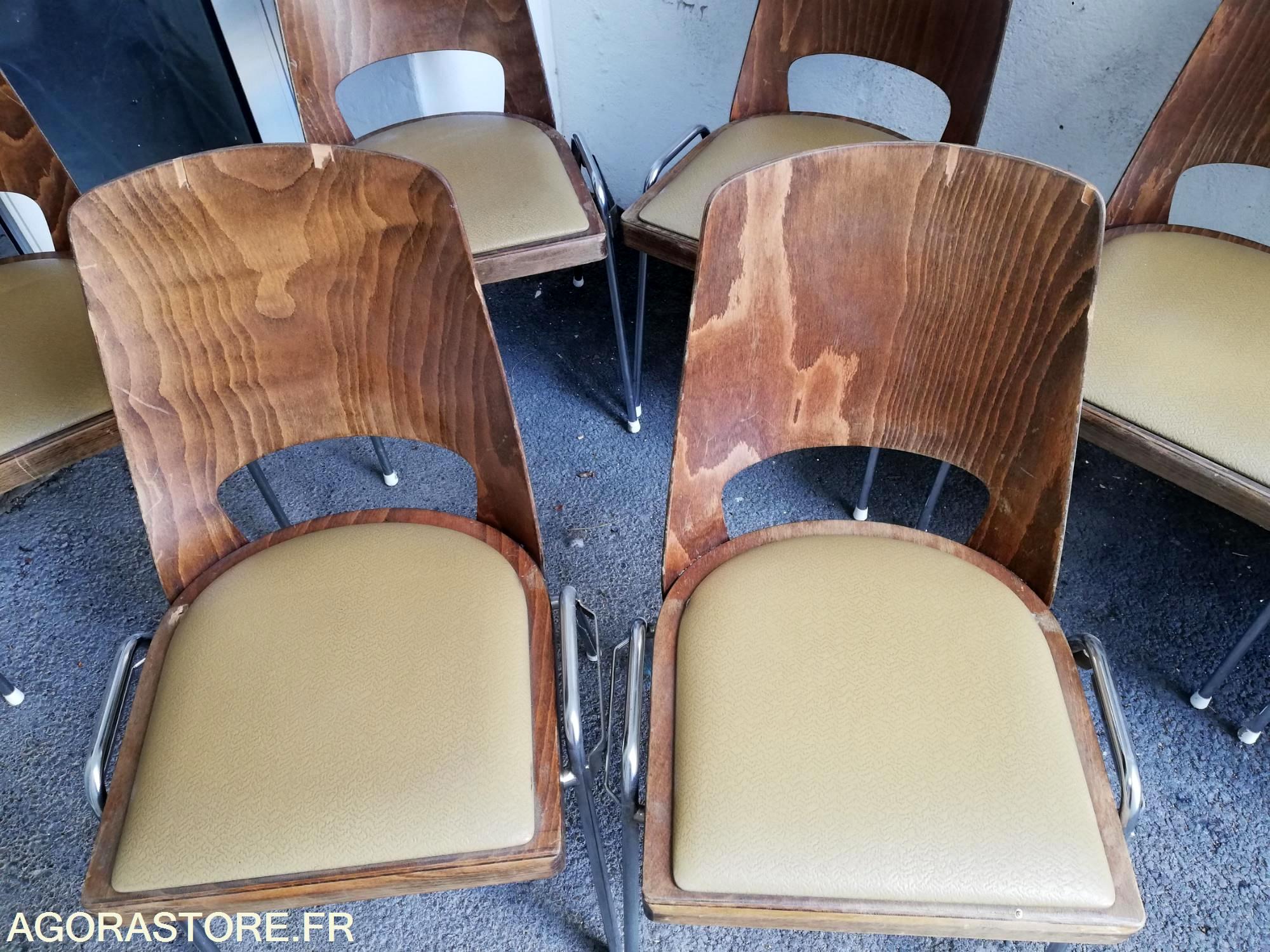 Série 6 Chaises empilables Baumann Manhattan/skaï blanc/chaises design 